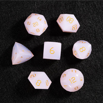 Pink Opalite Diamond-Cut 7-Piece Dice Set