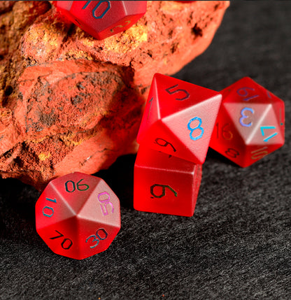 Crimson Red Plated Glass 7-Piece Polyhedral Dice Set