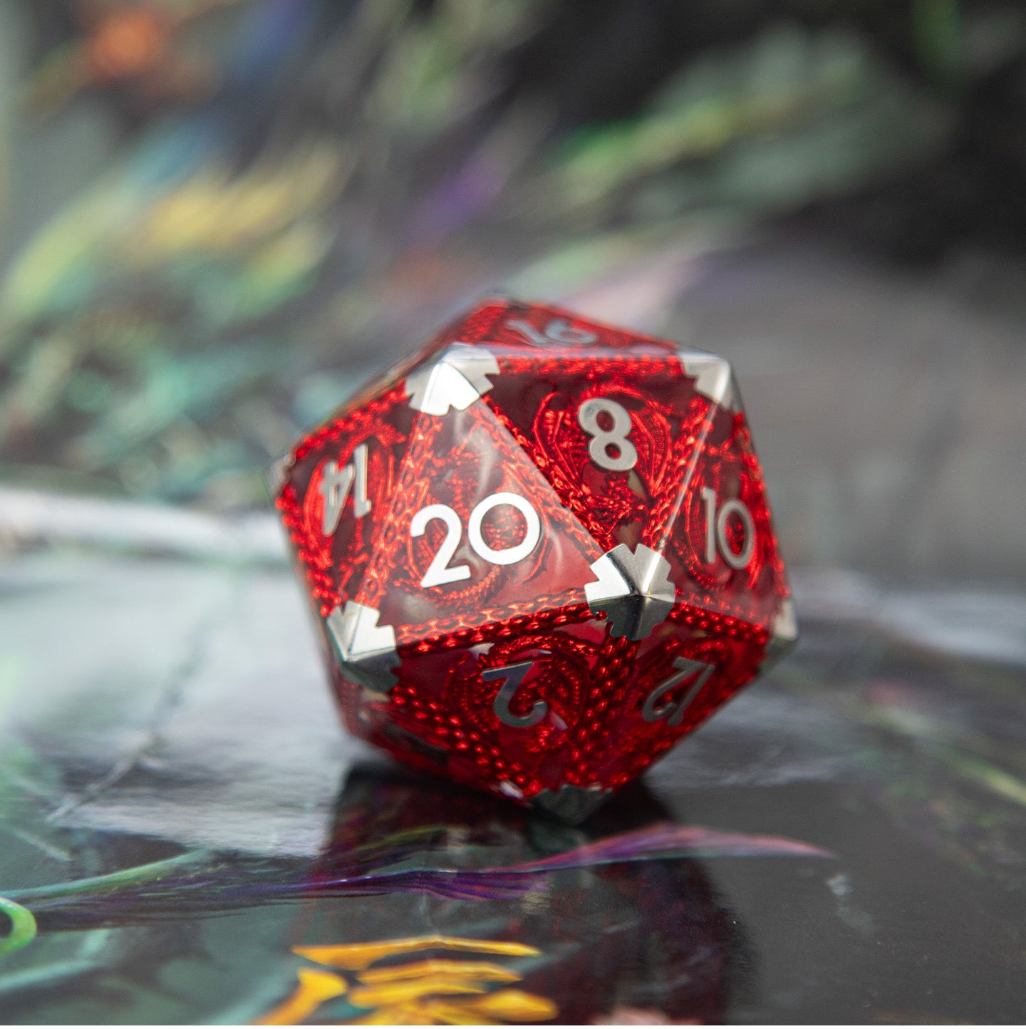 Crimson Dragon’s Flame Single D20 Dice