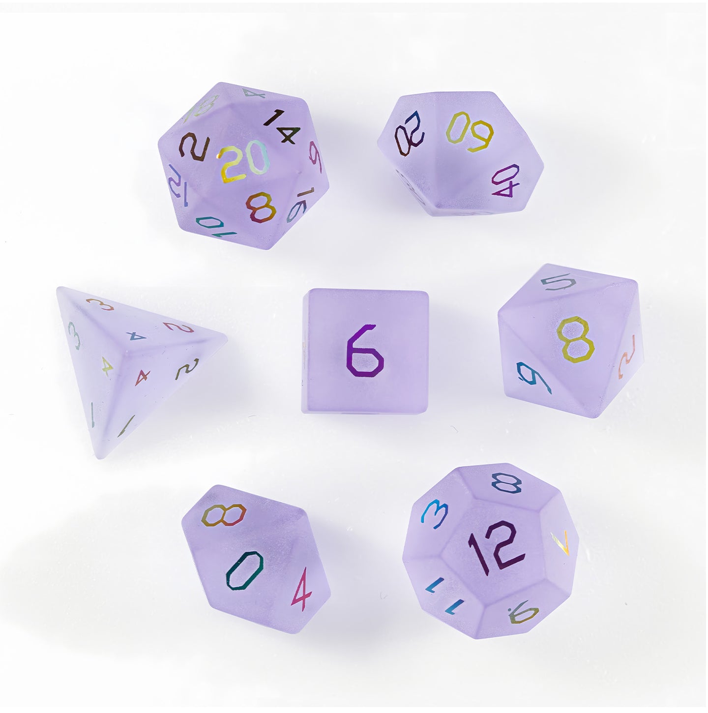 Amethyst Purple Glass Plated 7-Piece Polyhedral Dice Set