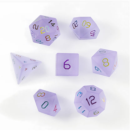 Amethyst Purple Glass Plated 7-Piece Polyhedral Dice Set