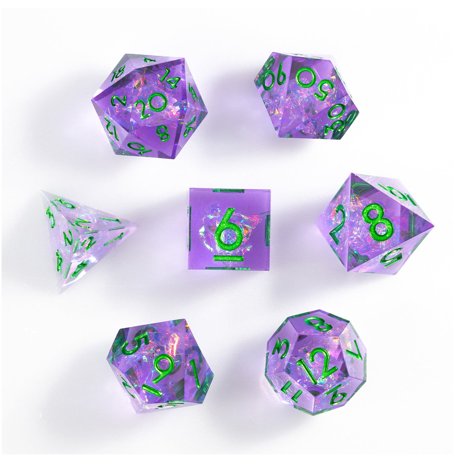 Dreamveil Amethyst Gold 7-Piece Polyhedral Dice Set