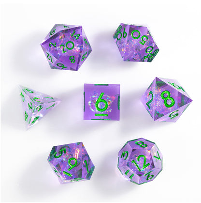 Dreamveil Amethyst Gold 7-Piece Polyhedral Dice Set