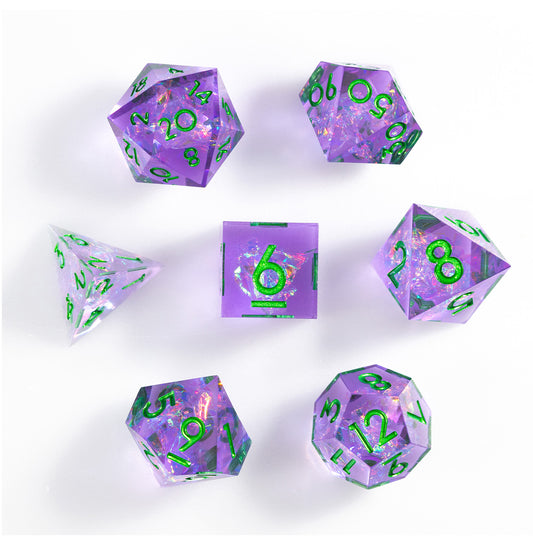Dreamveil Amethyst Gold 7-Piece Polyhedral Dice Set