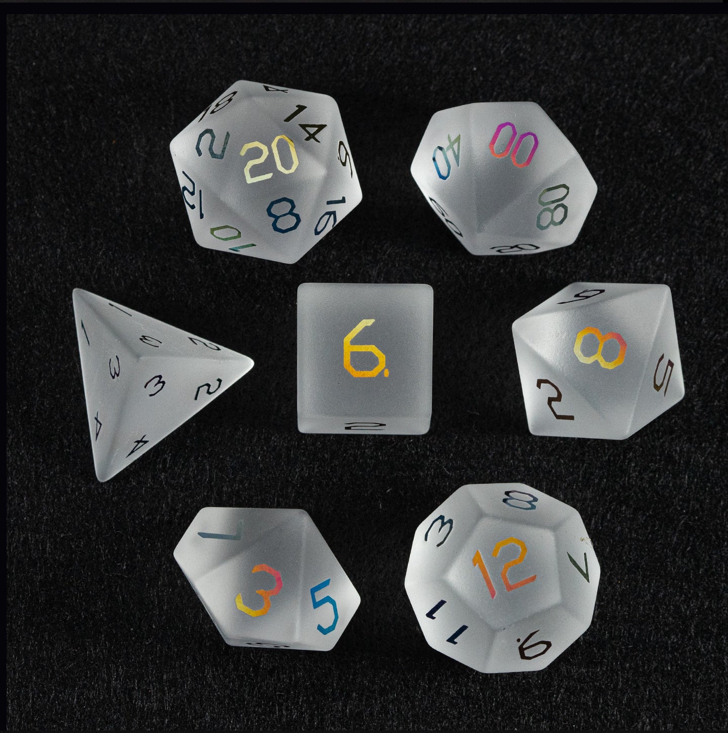 Opaline Plated Glass 7-Piece Polyhedral Dice Set