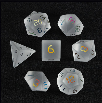 Opaline Plated Glass 7-Piece Polyhedral Dice Set