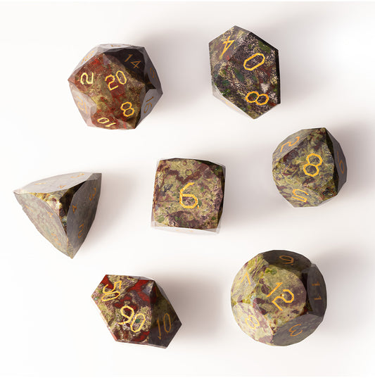 Dragon Bloodstone Diamond-Cut 7-Piece Dice Set