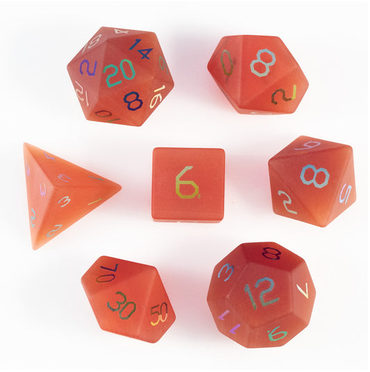 Crimson Cat’s Eye Plated 7-Piece Polyhedral Dice Set