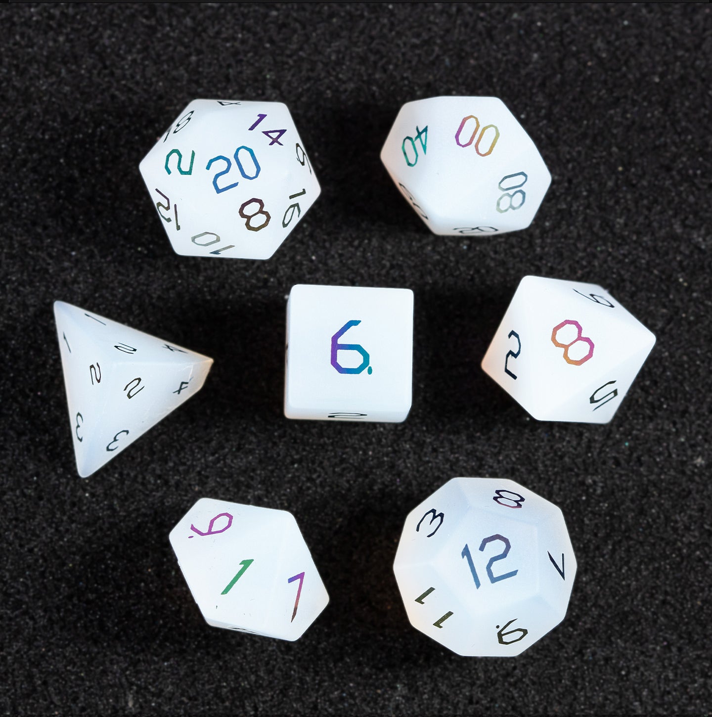 White Star Plated 7-Piece Polyhedral Dice Set