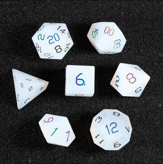 White Star Plated 7-Piece Polyhedral Dice Set
