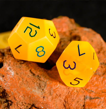 Golden Cat’s Eye Plated 7-Piece Polyhedral Dice Set