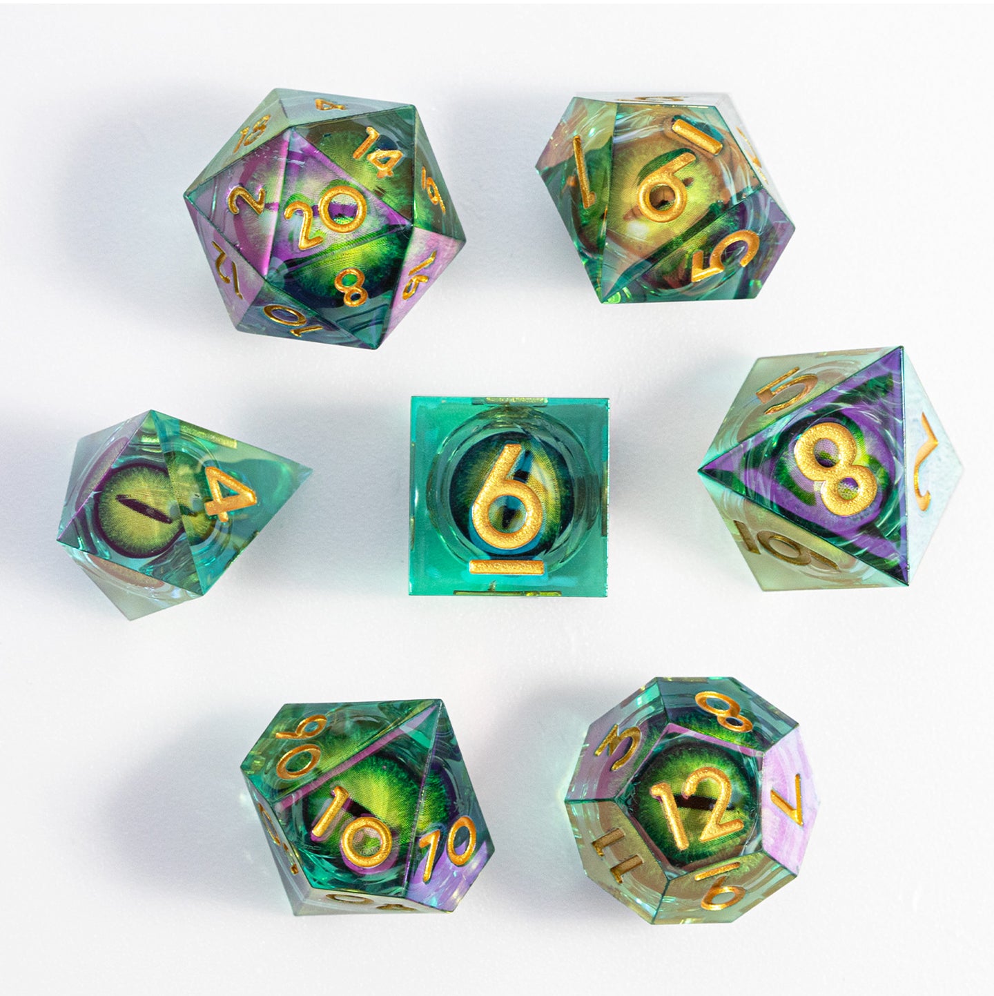 Laser Dragon Eye 7-Piece Polyhedral Dice Set