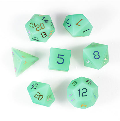 Green Opaline Plated 7-Piece Polyhedral Dice Set