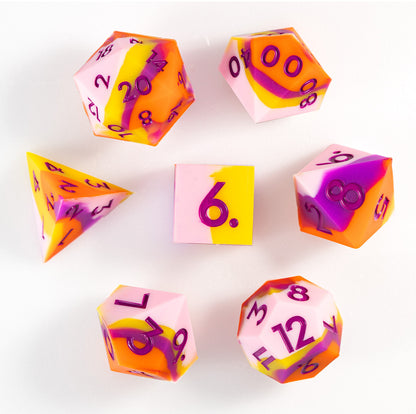 Peach Candy Silicone 7-Piece Polyhedral Dice Set
