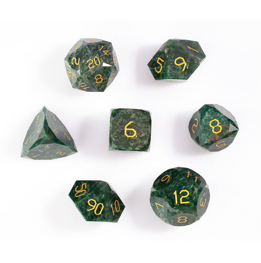 African Jade Diamond-Cut 7-Piece Dice Set