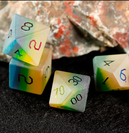 Rainbow Cat Plated 7-Piece Polyhedral Dice Set