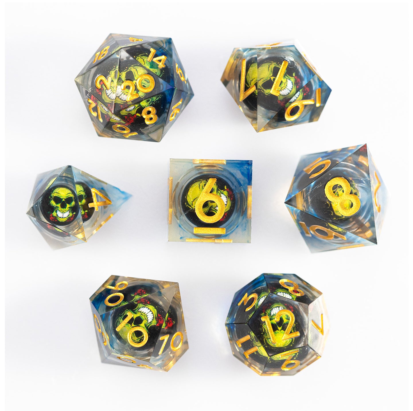 Gilded Veil Skull 7-Piece Polyhedral Dice Set
