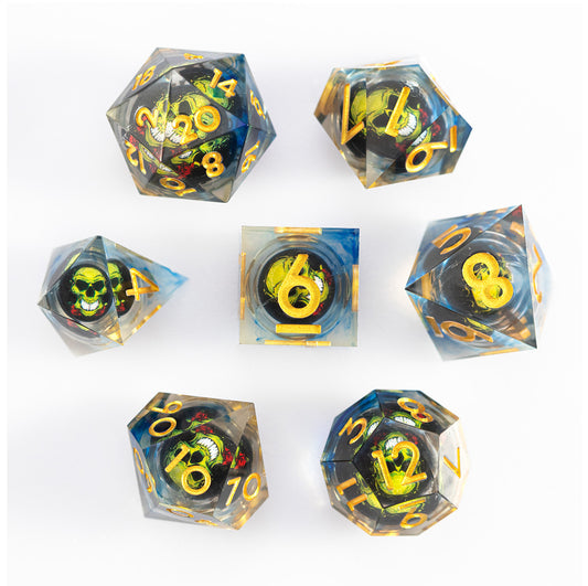 Gilded Veil Skull 7-Piece Polyhedral Dice Set