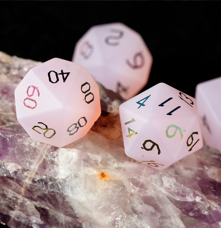 Blush Spirit White Plated 7-Piece Polyhedral Dice Set