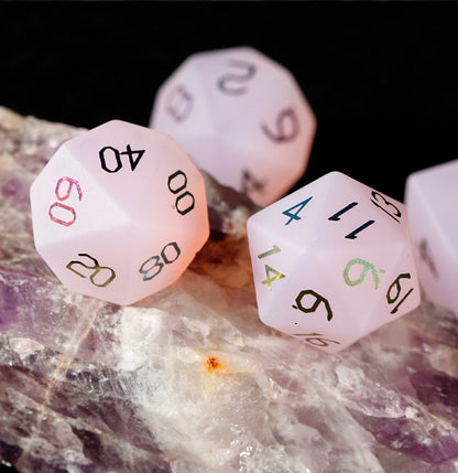 Blush Spirit White Plated 7-Piece Polyhedral Dice Set