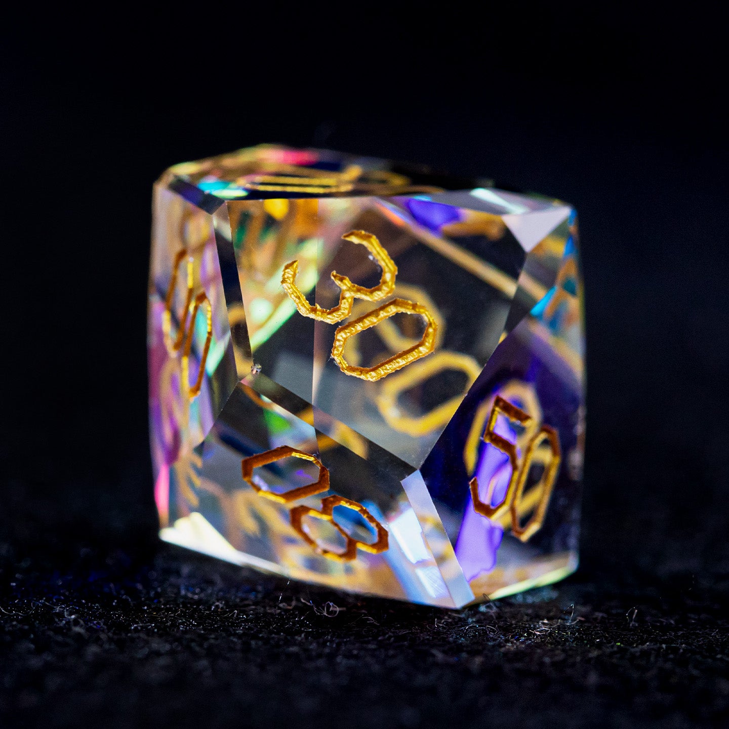 Iridescent Crystal Diamond-Cut 7-Piece Dice Set