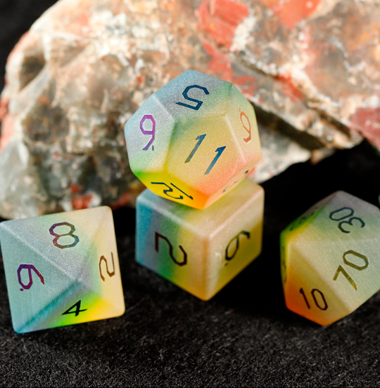 Rainbow Cat Plated 7-Piece Polyhedral Dice Set