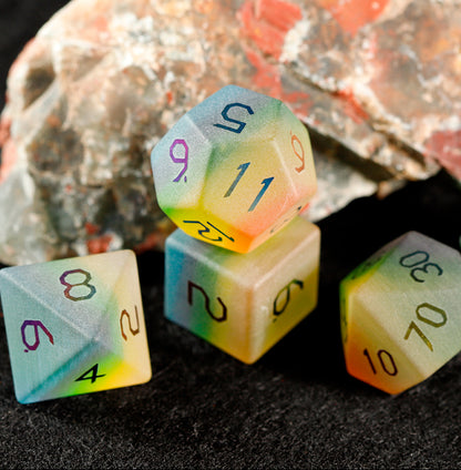 Rainbow Cat Plated 7-Piece Polyhedral Dice Set