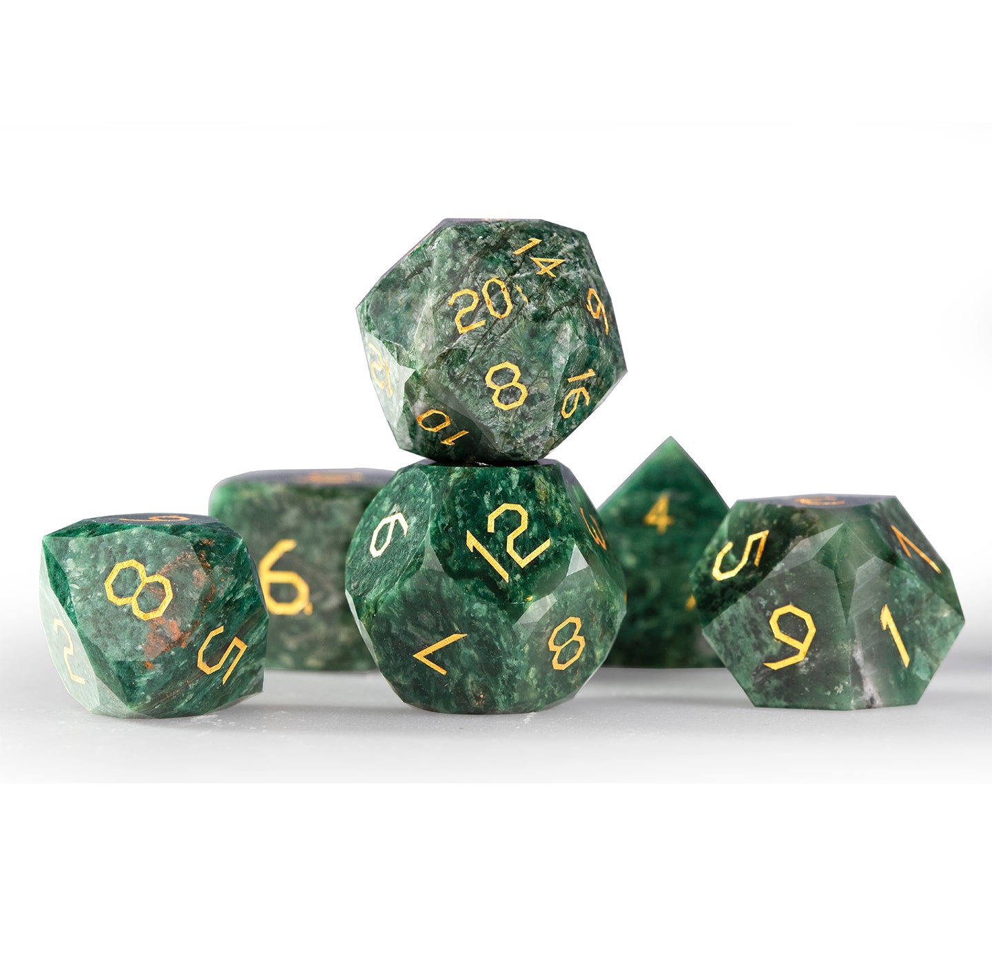 African Jade Diamond-Cut 7-Piece Dice Set