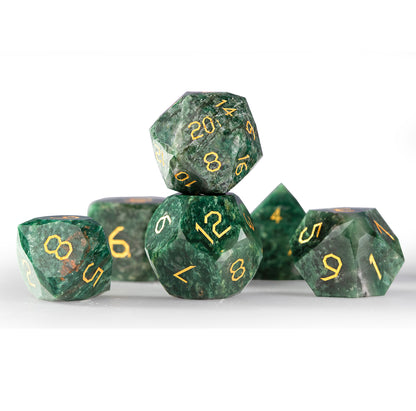 African Jade Diamond-Cut 7-Piece Dice Set