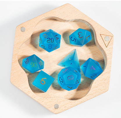 Ocean Blue Plated Glass 7-Piece Polyhedral Dice Set