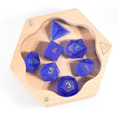Royal Blue Plated Glass 7-Piece Polyhedral Dice Set