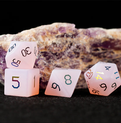 Blush Spirit White Plated 7-Piece Polyhedral Dice Set