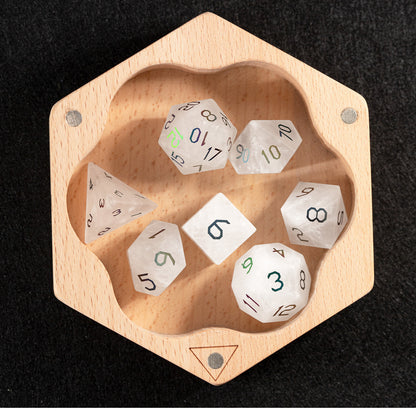 Clear Quartz Plated 7-Piece Polyhedral Dice Set