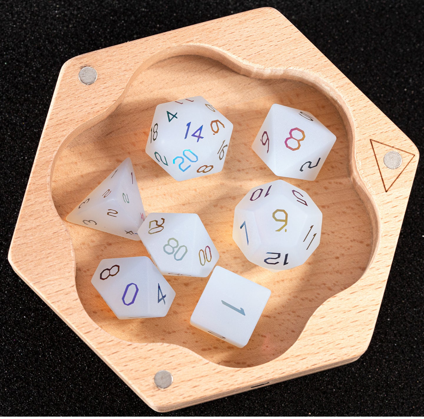 White Star Plated 7-Piece Polyhedral Dice Set
