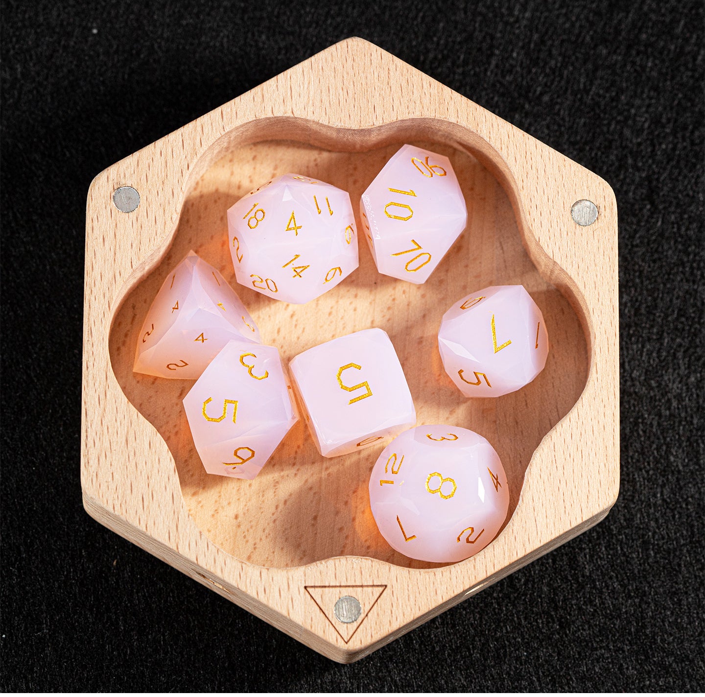 Pink Opalite Diamond-Cut 7-Piece Dice Set