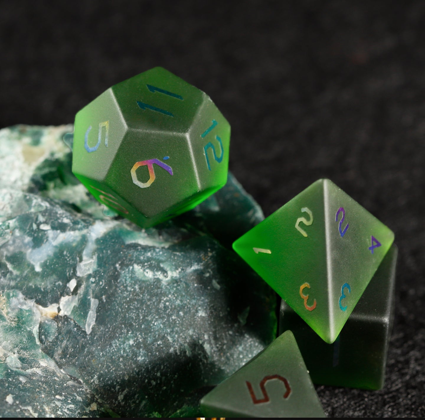 Olive Green Plated 7-Piece Polyhedral Dice Set