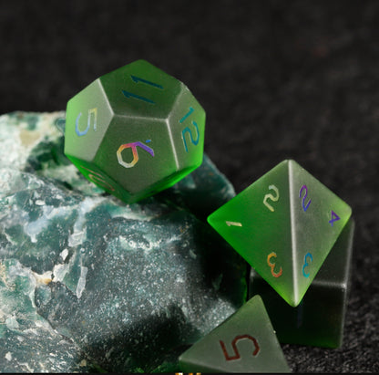 Olive Green Plated 7-Piece Polyhedral Dice Set