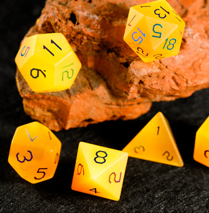 Golden Cat’s Eye Plated 7-Piece Polyhedral Dice Set