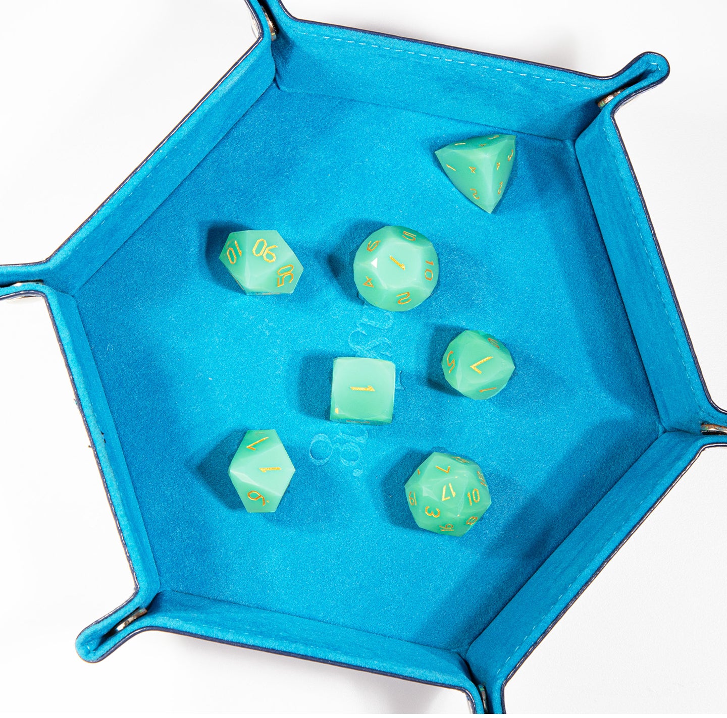 Green Opaline Diamond-Cut 7-Piece Dice Set