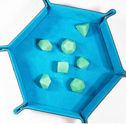 Green Opaline Diamond-Cut 7-Piece Dice Set