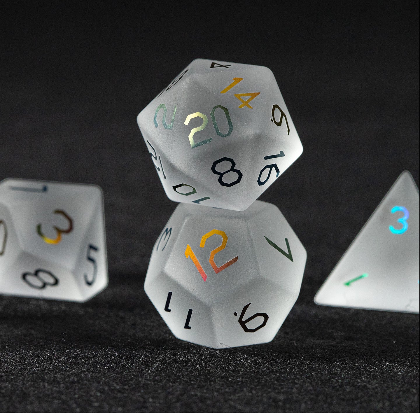 Opaline Plated Glass 7-Piece Polyhedral Dice Set