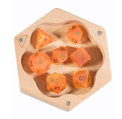 Amber Cat’s Eye Plated 7-Piece Polyhedral Dice Set