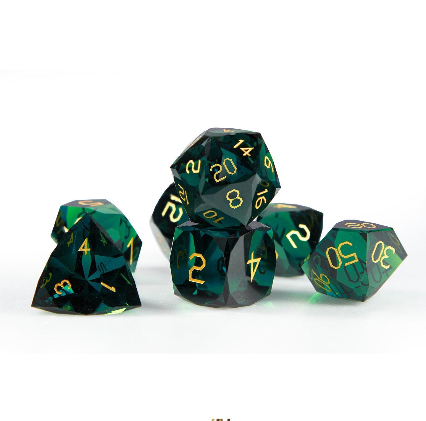 Cypress Green Diamond-Cut 7-Piece Dice Set