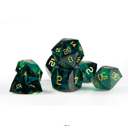 Cypress Green Diamond-Cut 7-Piece Dice Set