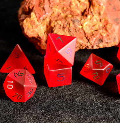 Crimson Red Plated Glass 7-Piece Polyhedral Dice Set