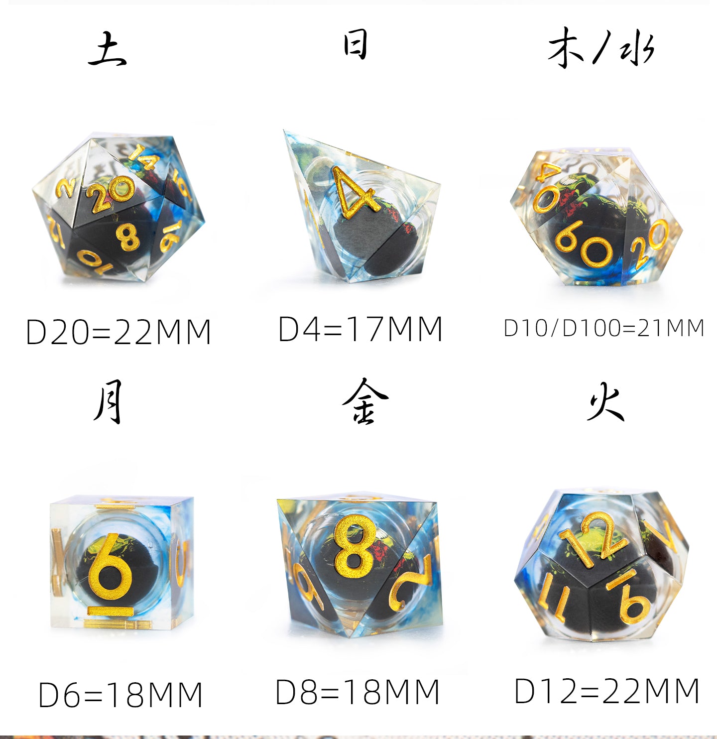 Gilded Veil Skull 7-Piece Polyhedral Dice Set