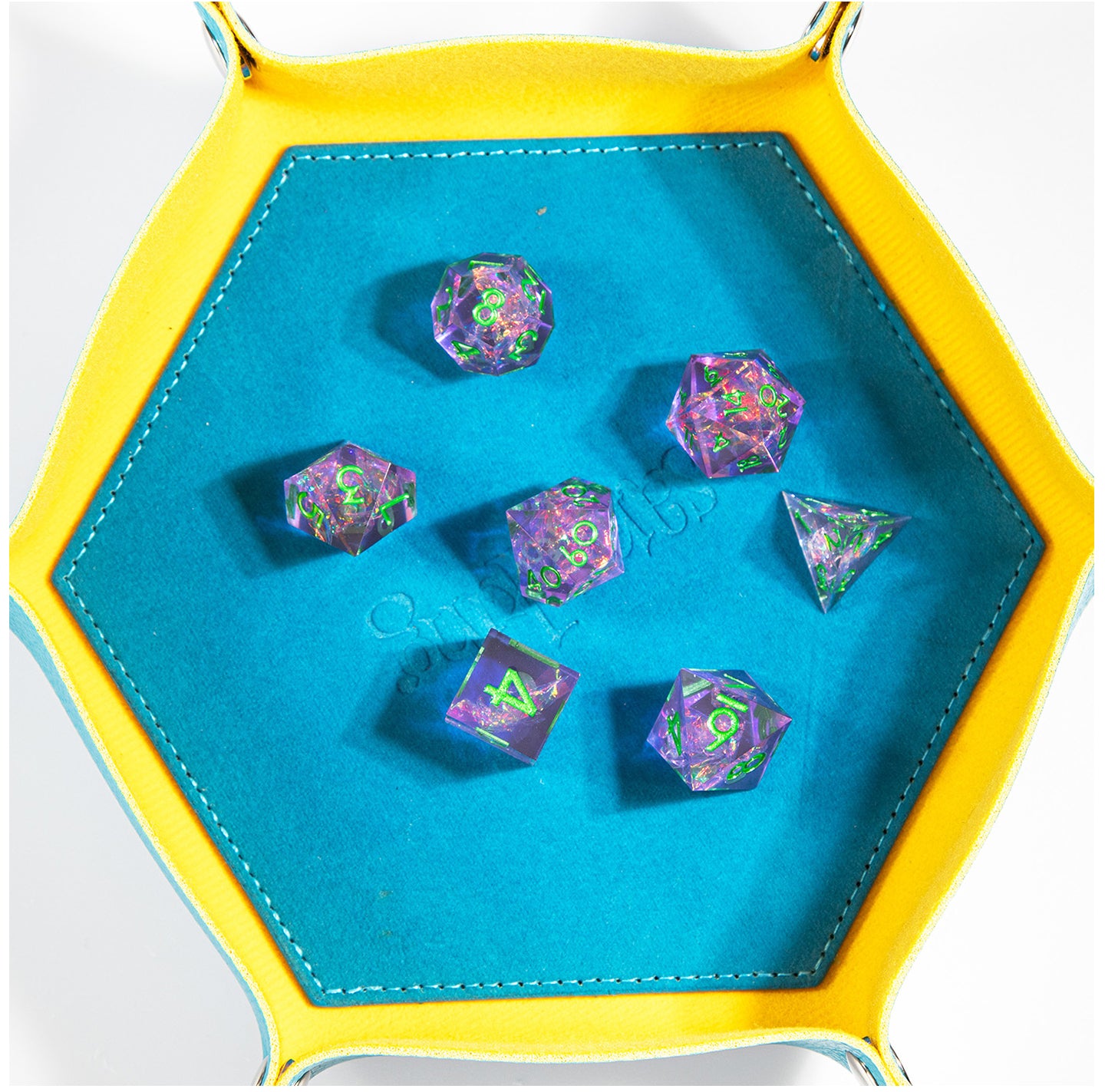 Dreamveil Amethyst Gold 7-Piece Polyhedral Dice Set