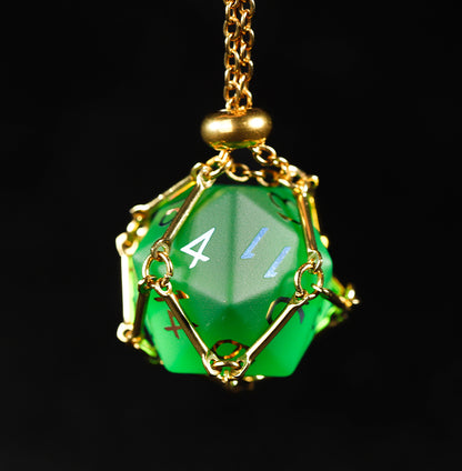 Emerald Green Plated Glass 7-Piece Polyhedral Dice Set