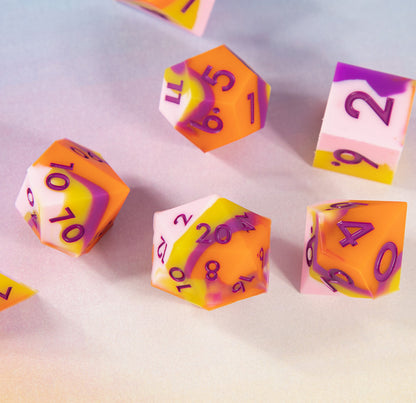 Peach Candy Silicone 7-Piece Polyhedral Dice Set