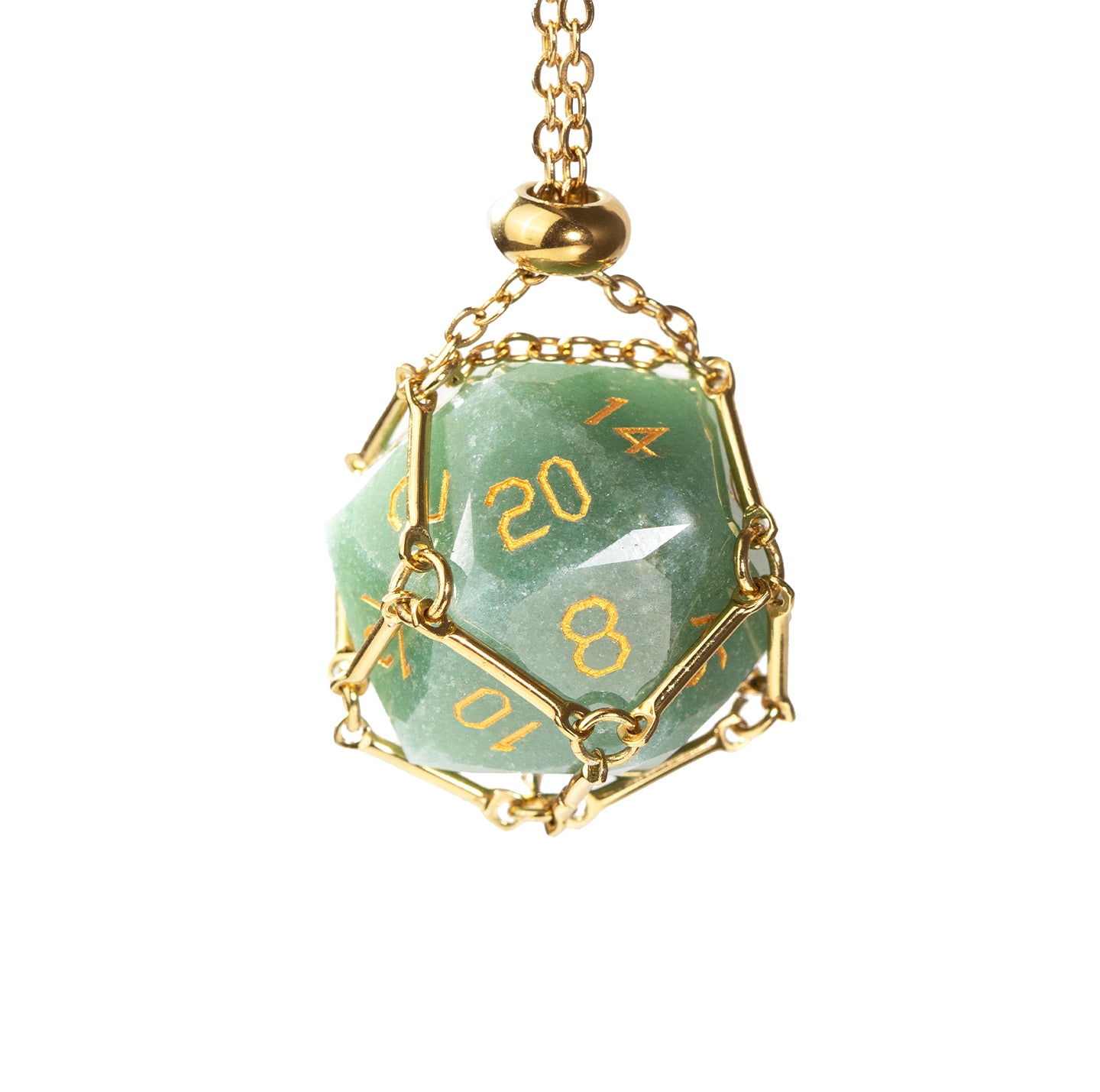 Green Aventurine Diamond-Cut 7-Piece Dice Set
